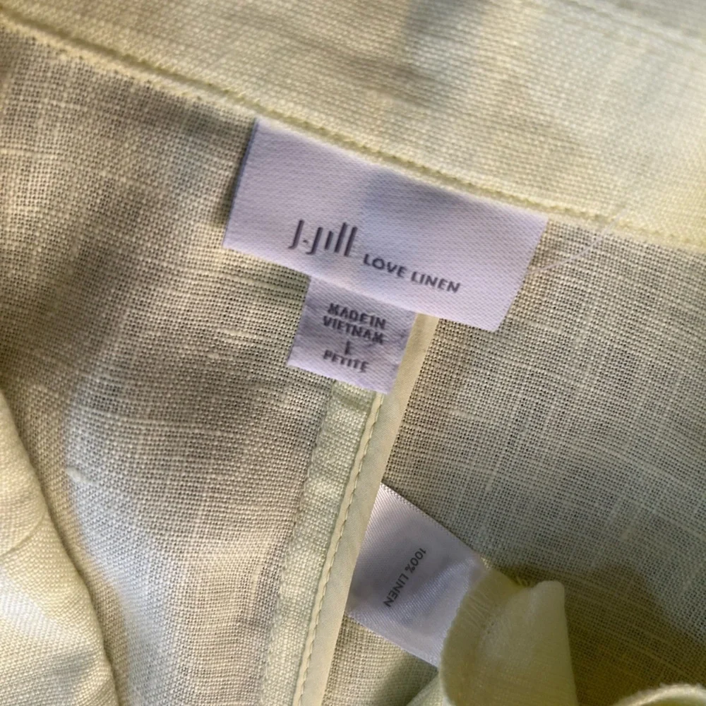 J.Jill Love Linen women's single button Yellow blazer Jacket Sz-PL.  S13‎
